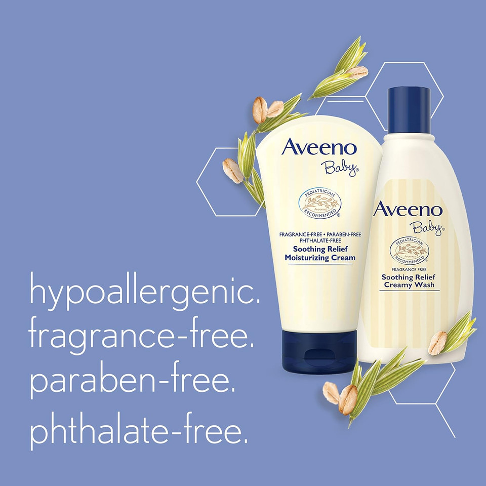 Aveeno Baby Soothing Relief Moisturizing Cream With Natural Oat Complex & Dimethicone, Hypoallergenic Baby Cream To Soothe & Relieve Dry, Sensitive Skin, Fragrance- & Paraben-Free, 8 Oz
