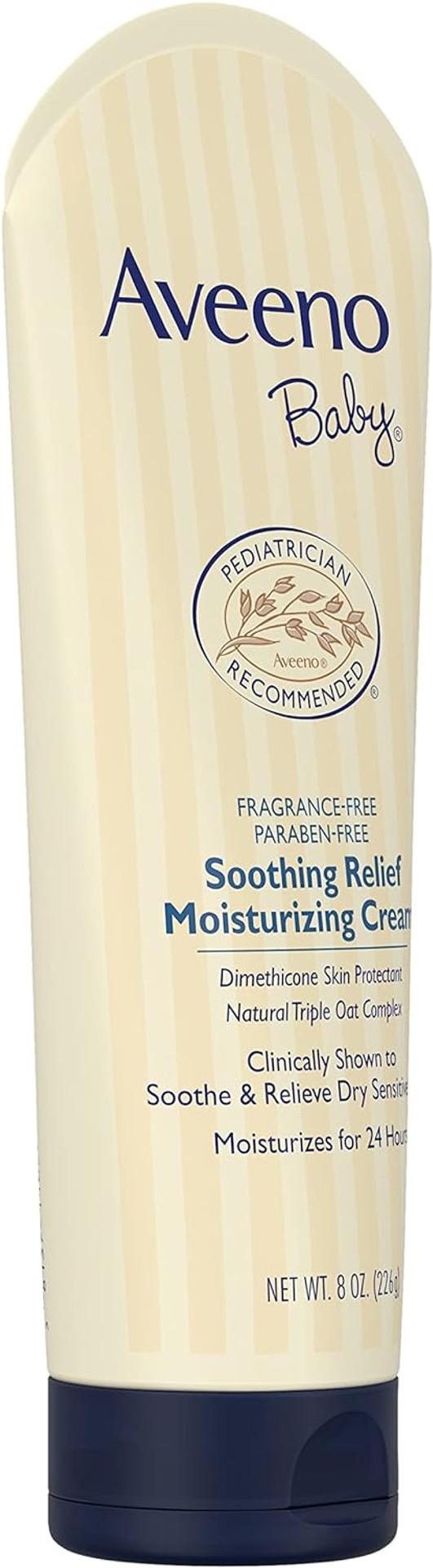 Aveeno Baby Soothing Relief Moisturizing Cream With Natural Oat Complex & Dimethicone, Hypoallergenic Baby Cream To Soothe & Relieve Dry, Sensitive Skin, Fragrance- & Paraben-Free, 8 Oz