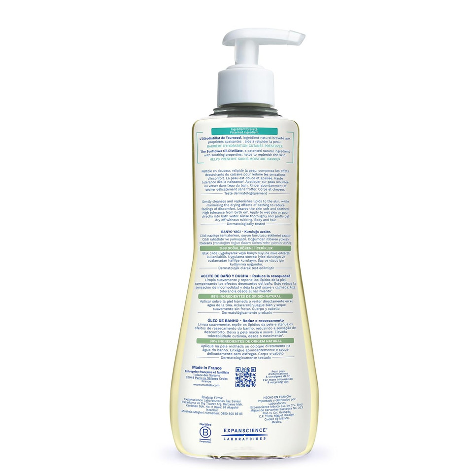 Mustela Stelatopia Eczema-Prone Skin Cleansing Oil - Baby Body Wash With Natural Avocado & Sunflower Oil - Family Skin Care Essentials - Ewg Verified - Fragrance-Free & Tear Free - 16.9 Fl. Oz