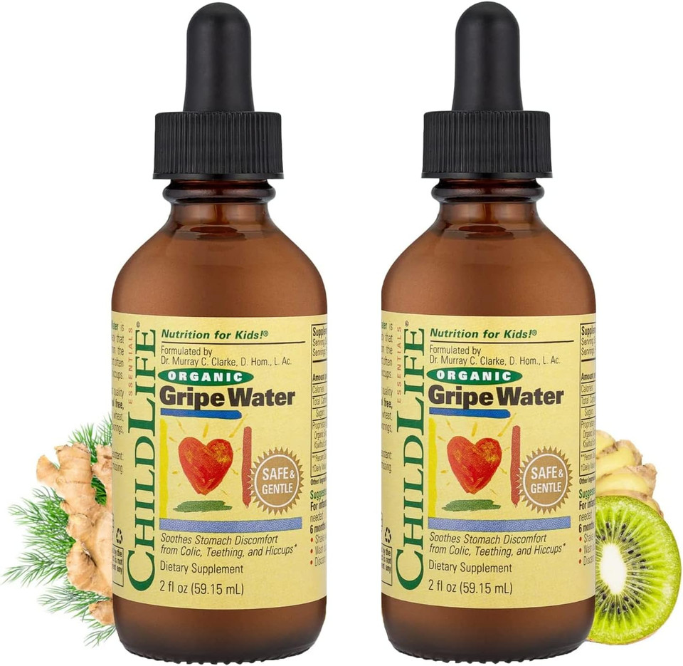 Childlife Essentials Organic Gripe Water For Babies & Newborns - Soothes Occasional Stomach Discomfort Associated With Colic, Teething, & Hiccups In Children, Gluten-Free - 2 Fl Oz (Pack Of 2)