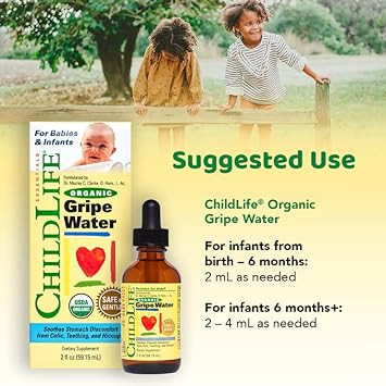 Childlife Essentials Organic Gripe Water For Babies & Newborns - Soothes Occasional Stomach Discomfort Associated With Colic, Teething, & Hiccups In Children, Gluten-Free - 2 Fl Oz (Pack Of 2)