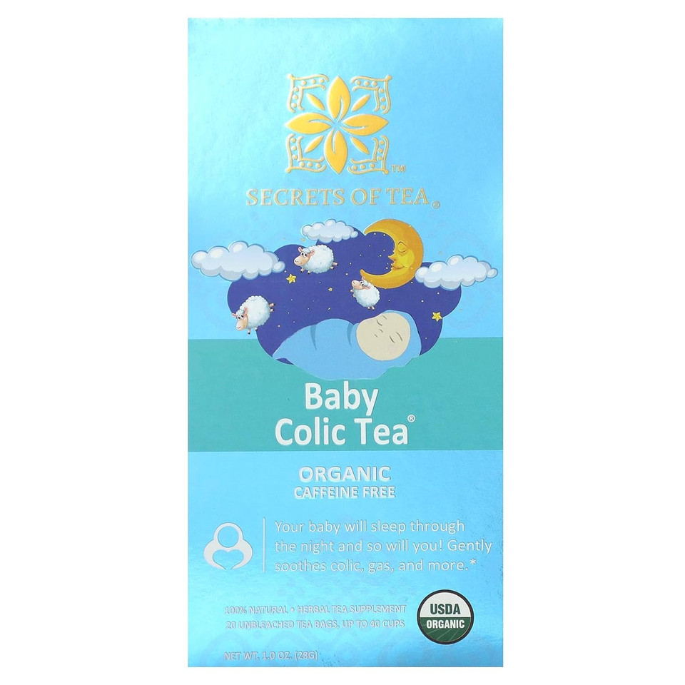 Secrets Of Tea Baby Colic Tea For Gas, Acid Reflux Relief, Tummy, And Sleep - Natural Usda Organic Caffeine-Free Herbal Calming Tea For Babies And Newborns - Up To 40 Servings - 20 Count(1 Pack)