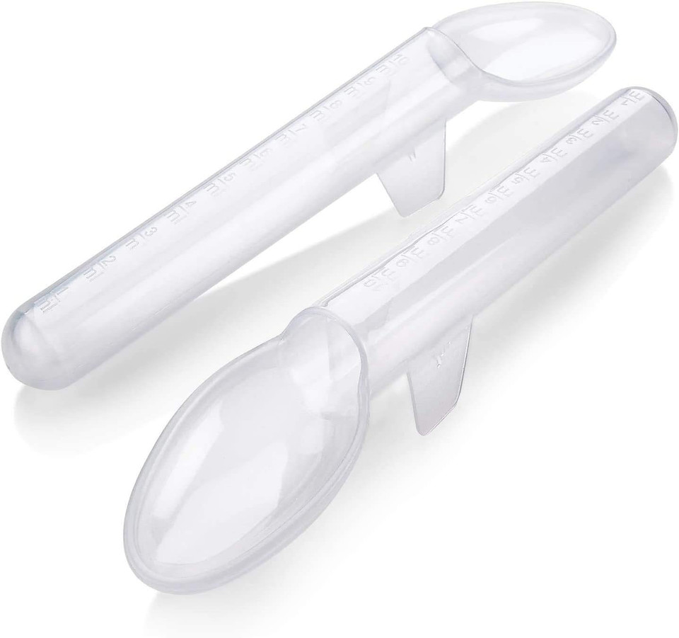 Calibrated Medicine Spoon For Kids, Baby & Toddler - (Pack Of 2) - 2 Tsp/10 Ml Capacity Plastic Oral Liquid Dose Medication Graduated Dispenser