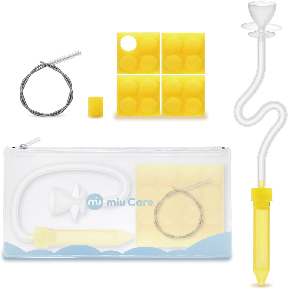 Baby Nasal Aspirator With 16 Extra Hygiene Filters, Reusable Nose Sucker For Baby With Cleaning Brush, Portable Nose Cleaner For Infant With Carrying Pouch