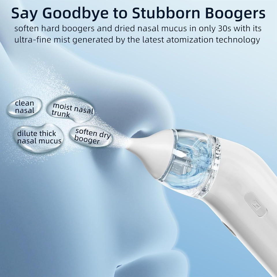 Baby Nasal Aspirator With Atomization Function, Electric Nose Aspirator For Toddler, Rechargeable Baby Nose Sucker, Automatic Nose Cleaner With 3 Silicone Tips And 3 Adjustable Suction Levels