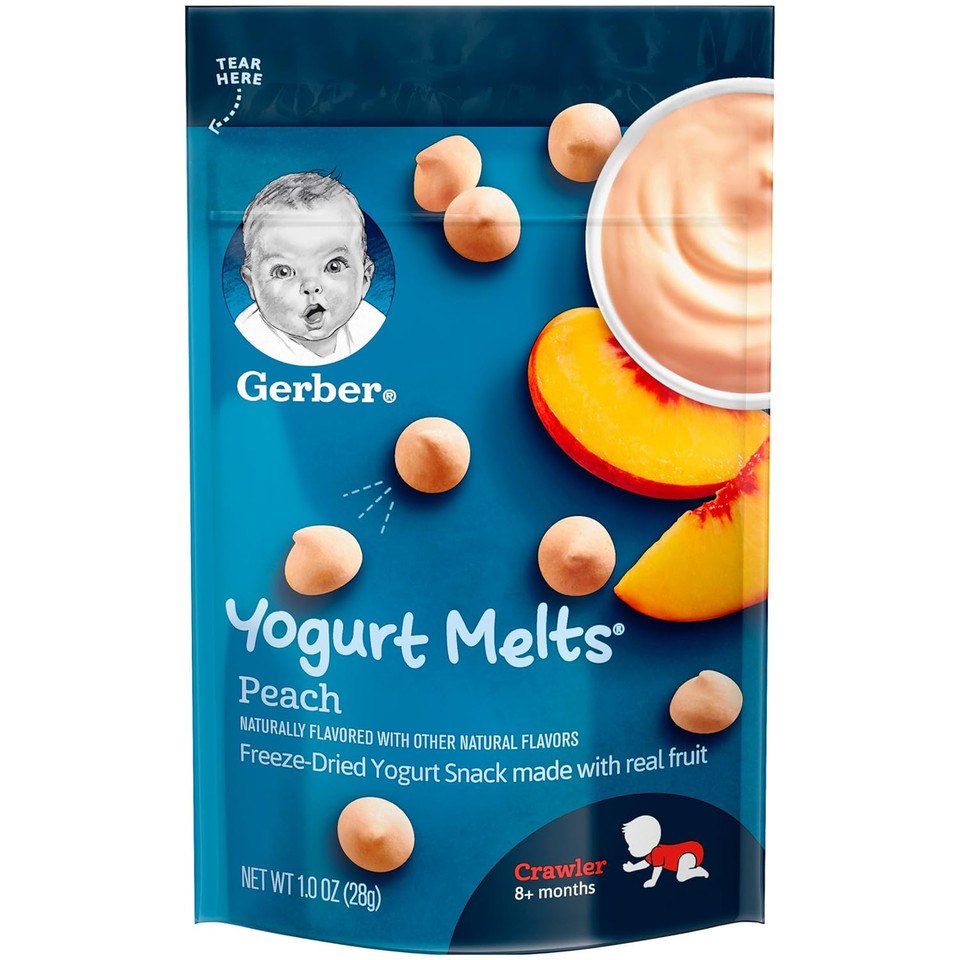 Gerber Yogurt Melts Freeze-Dried Yogurt Snack Made With Real Fruit, Peach, 1 Oz