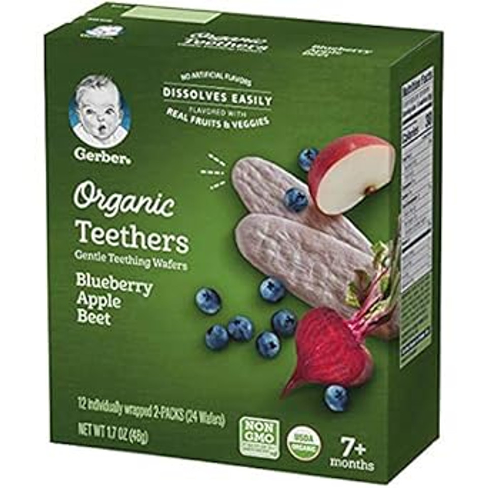 Gerber 2Nd Foods Organic For Baby Teethers, Blueberry Apple Beet, 1.7 Oz Box (12 Pack)