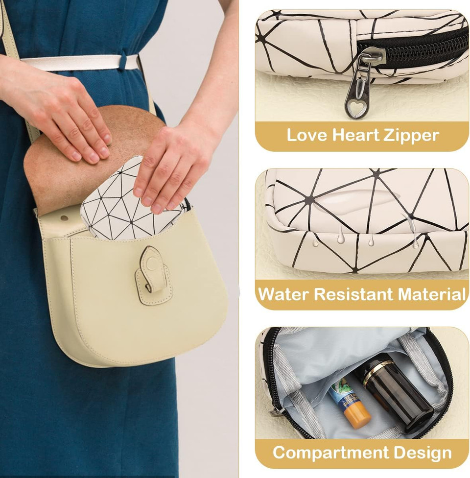 Desing Wish 4 Pack Pu Leather Sanitary Napkin Storage Bag, Period Bag Nursing Pad Holder Tampon Bags Feminine Product Pouches Portable Period Kit Bag For Girls Women Ladies (Black/Nude/Green/Silver)