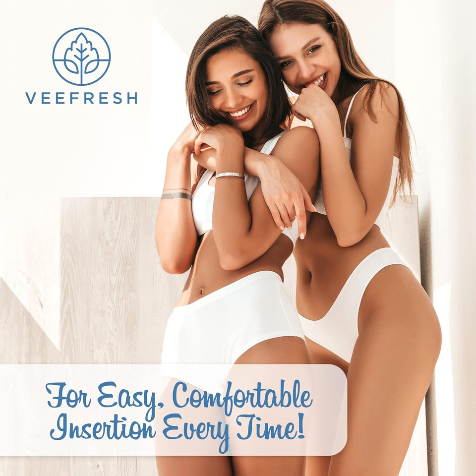 Veefresh Veedip Boric Acid Tampon Moisturizer Fortified With Aloe Vera, Vitamin E, Passion Flower & Hyaluronic Acid - Menstrual Feminine Care -Comfortable Insertion & Odour Prevention When You'Re Dry