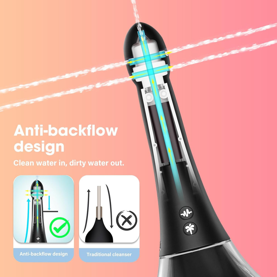 Enema Portable Bidet Anal Douche For Men Women Douche Anti Back 5 Water Outlets Skin-Friendly Silicone Material 16 Fl Oz