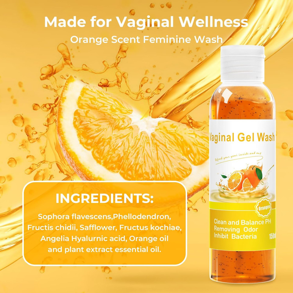 Yoni Soap & Yoni Oil & Feminine Wash Set For Women, Yoni Wash For Vaginal Ph Balance Remove Odor Moisturizing, Orange 1 Fl.Oz Feminine Oil & 5.07 Fl.Oz Vaginal Wash 3.53 Oz Yoni Soap Bar