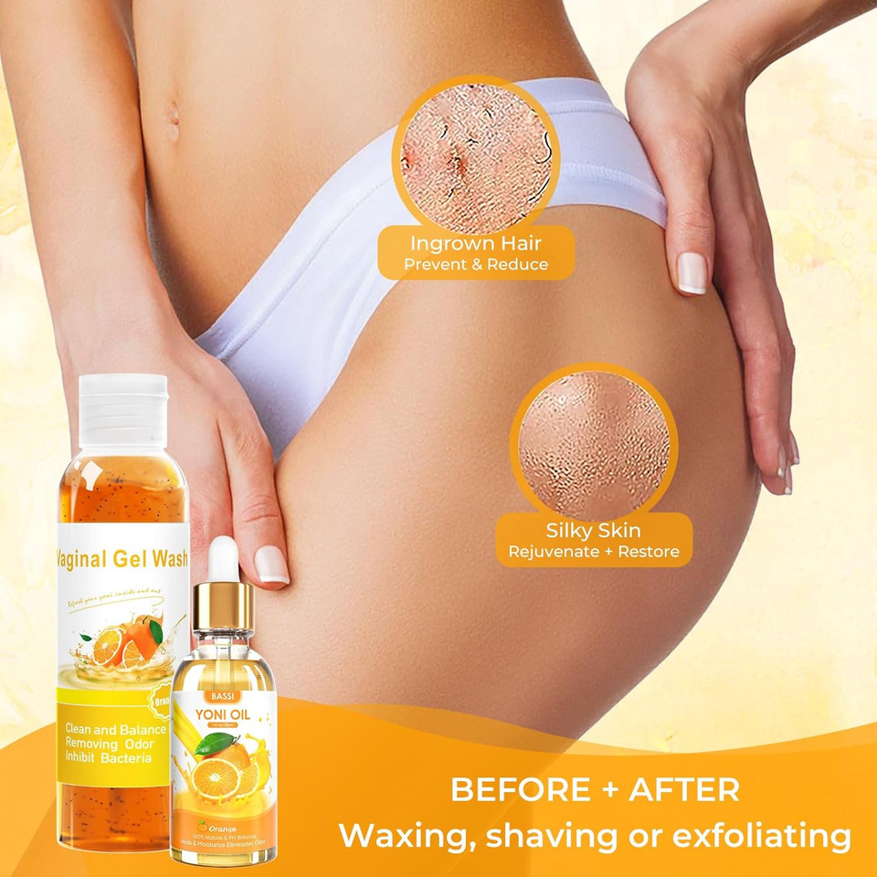 Yoni Soap & Yoni Oil & Feminine Wash Set For Women, Yoni Wash For Vaginal Ph Balance Remove Odor Moisturizing, Orange 1 Fl.Oz Feminine Oil & 5.07 Fl.Oz Vaginal Wash 3.53 Oz Yoni Soap Bar