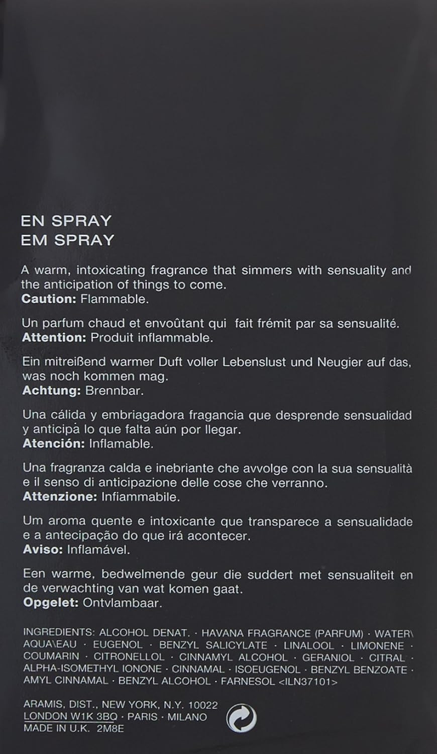 Aramis Havana For Men Eau De Toilette Spray, 3.4-Ounce