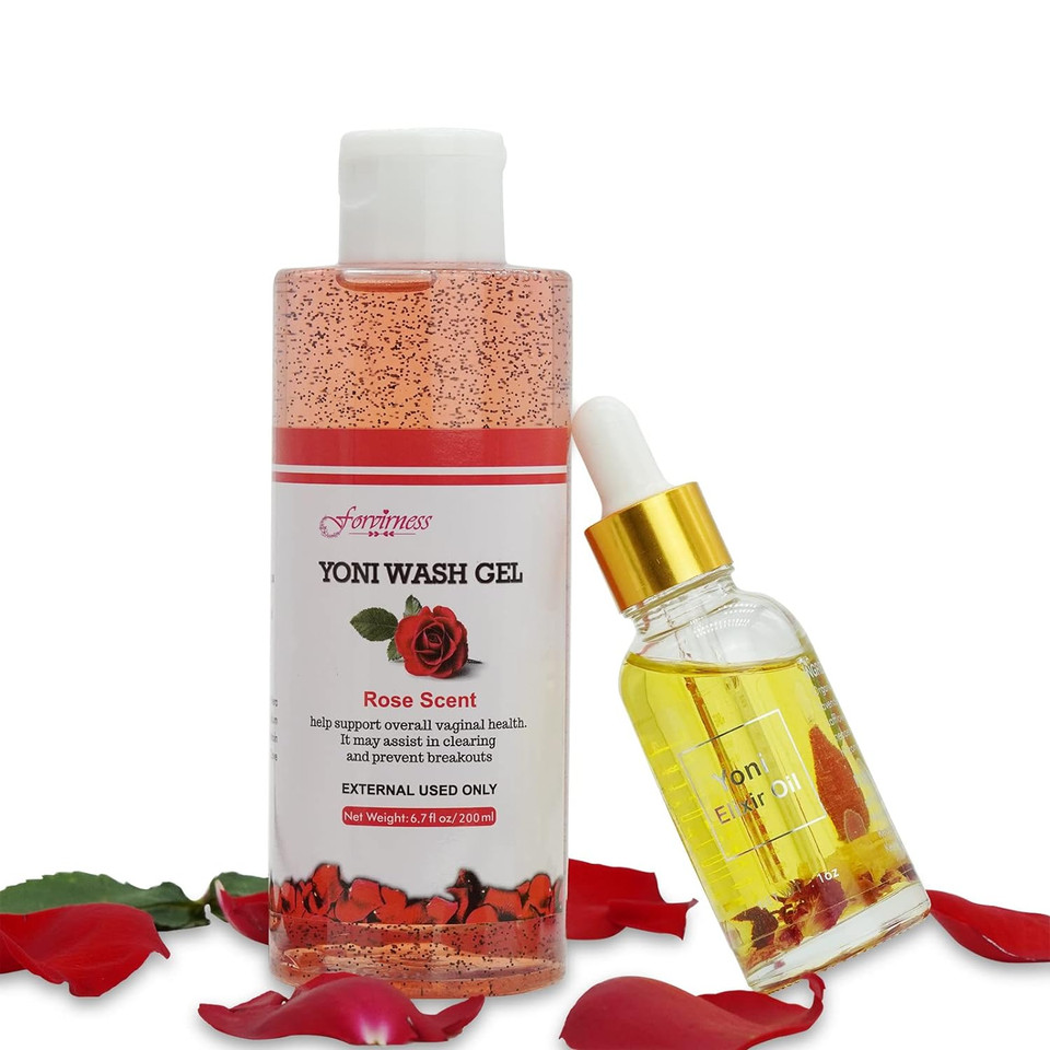 Feminine Wash, Natural Yoni Oil Set, Vaginal Wash With Cleaning Factor - Yoni Wash For Women Ph Balance, Yoni Wash, 1 Fl.Oz Feminine Oil & 6.7 Fl.Oz Intimate Wash