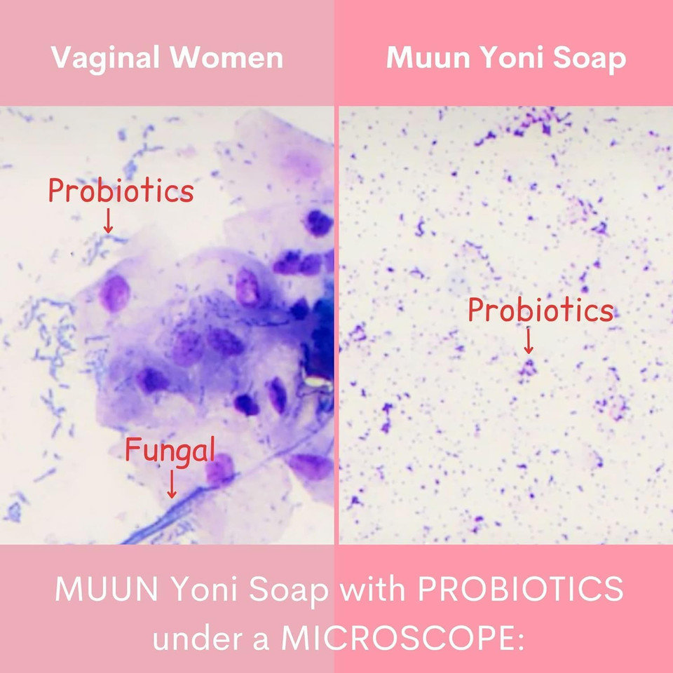 Muun Yoni Soap Bar - Pack 3 Peach Ph Balance Probiotics & Natural Ingredients - Gentle Cleansing Formula Eliminates Odor Vaginal Health - Feminine Wash