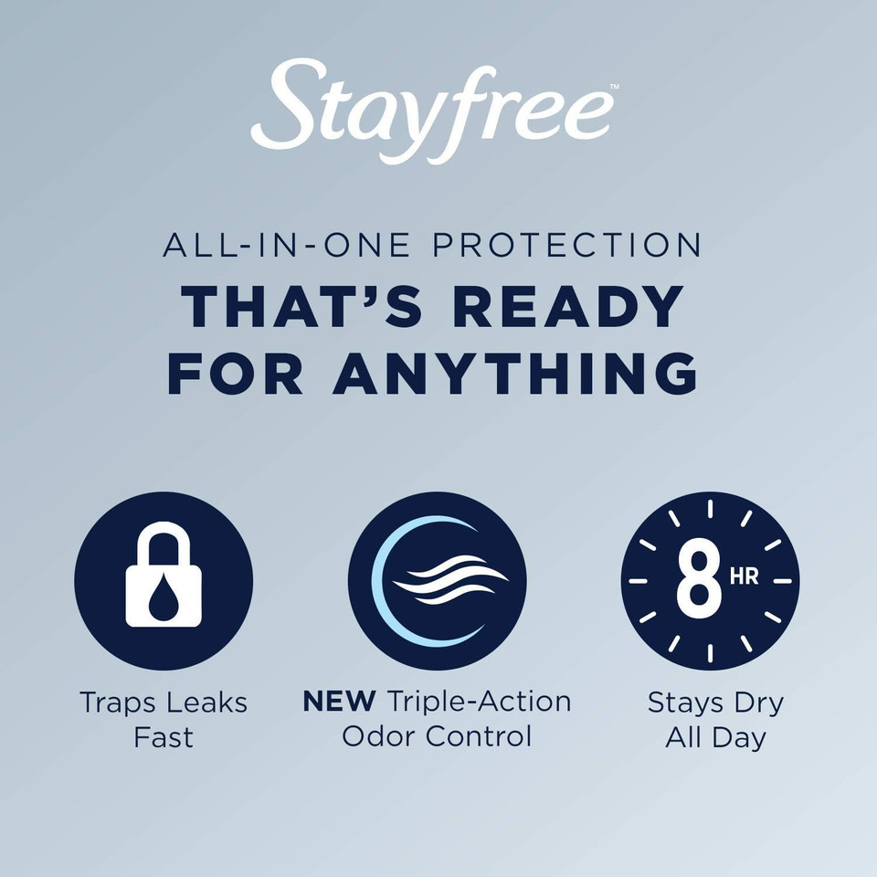 Stayfree Ultra Thin Regular Pads With Wings For Women, Reliable Protection And Absorbency Of Feminine Moisture, Leaks And Periods, 36 Count