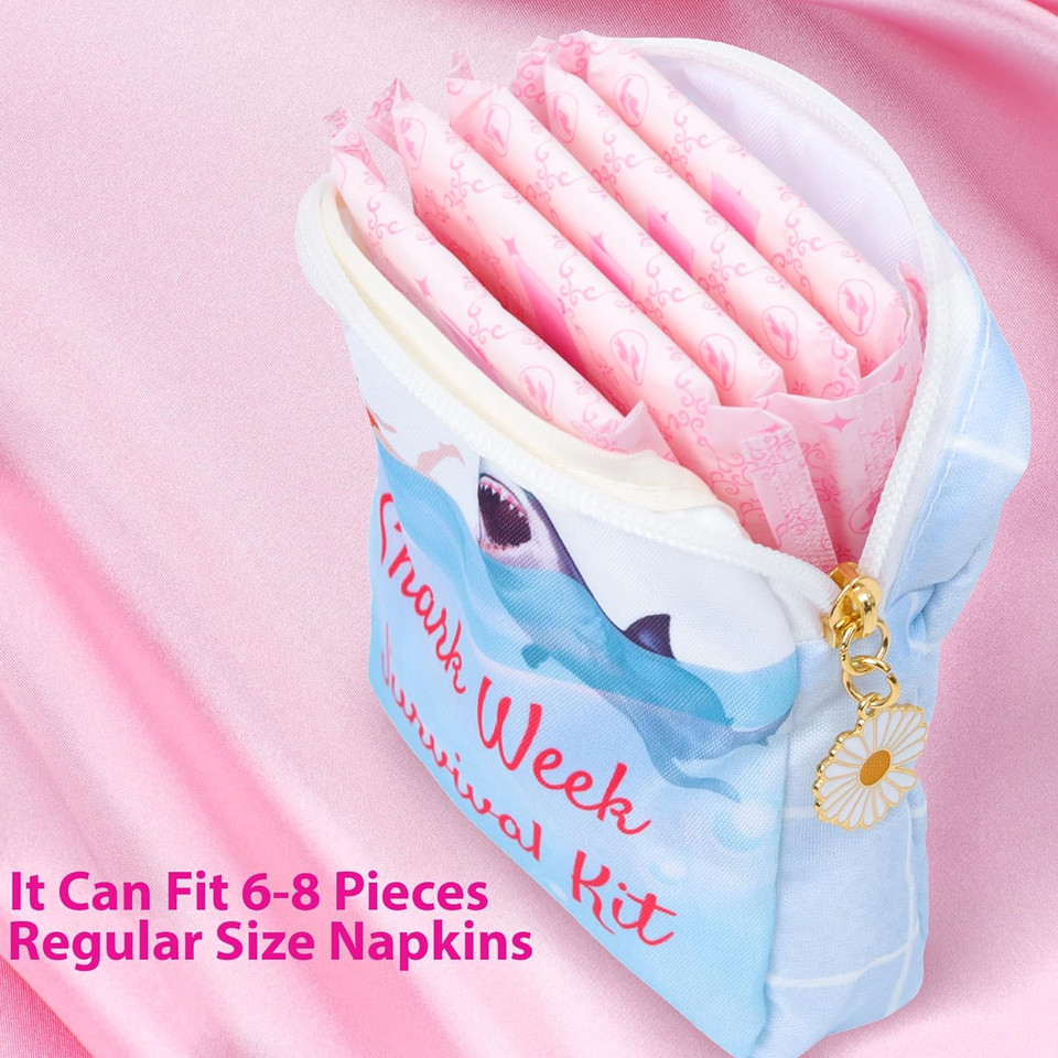Primo Lines Period Bag Shark Week Tampon Storage - Pouch For Feminine Products-Waterproof Tampon Holder For Purse -Cute Period Bag For Teen Girls Primo Lines Period Bag Shark Week Tampon Storage - Pouch For Feminine Products-Waterproof Tampon Holder For Purse -Cute Period Bag For Teen Girls