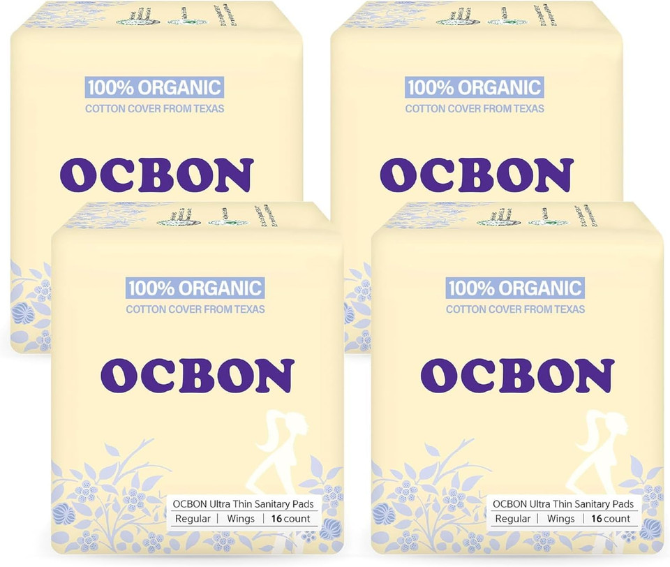Ultra Thin Sanitary Pads Regular - 100% Organic Texan Cotton Cover With Wings (25Cm, 64 Counts)