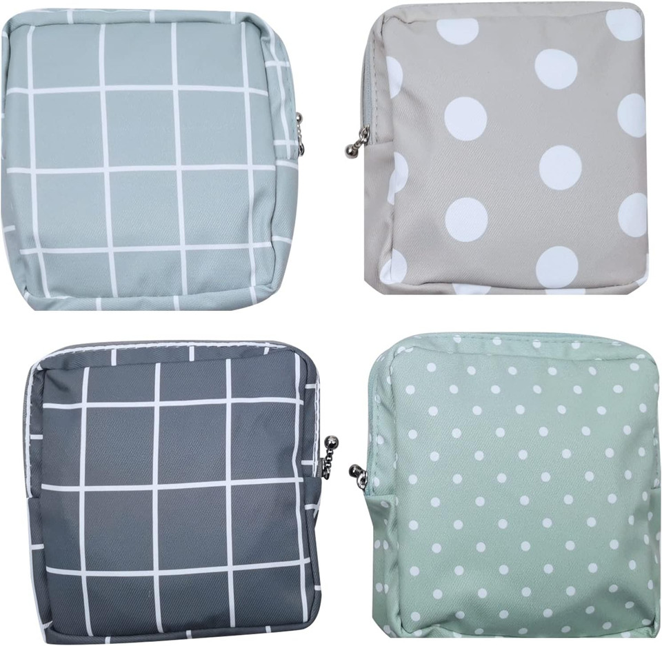 Portable Sanitary Napkin Storage Bag,Menstrual Pad Storage Bag,Travel Menstrual Period Sanitary Pouch Tampons Bags Suit For Women'S Personal Itemscoin Purse, Makeup Storage (4 Pieces)