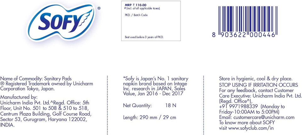 Sofy Extra Long Body Fit Pads - 18 Count (Pack Of 1)