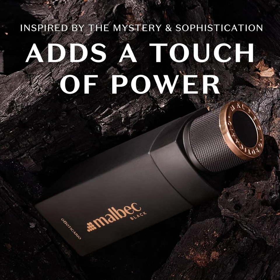 Malbec Black Eau De Toilette By O Boticario, Wine-Inspired Cologne For Men, Long-Lasting Men'S Fragrances, Vanilla, Whiskey Woody & Amber Scent, 3.4 Ounce