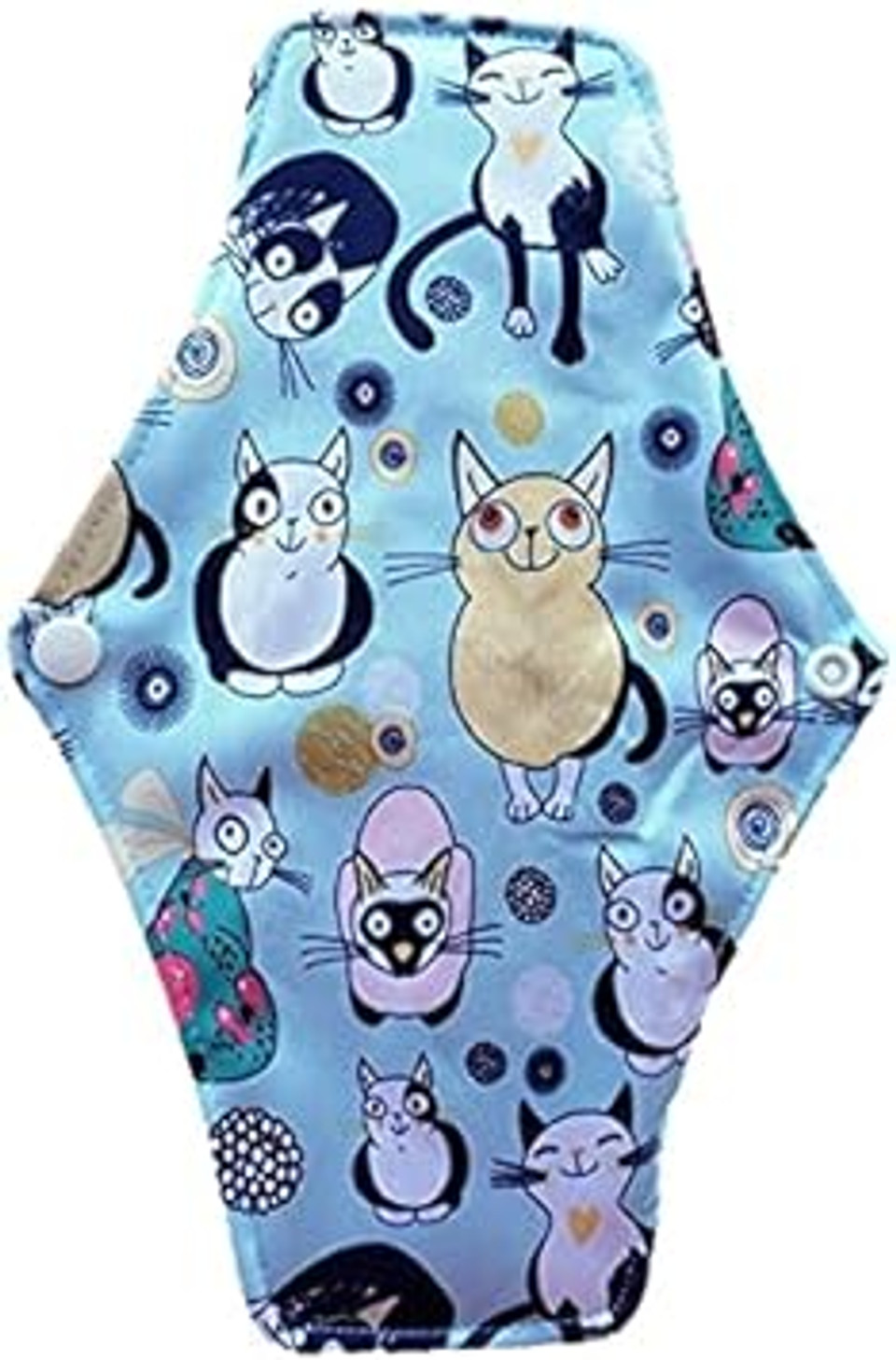 Aslana 6-Pack Reusable Cloth Menstrual Pads Sanitary Napkins Pantiliners For Light, Medium And Heavy Flow (M, Cat Light Green)