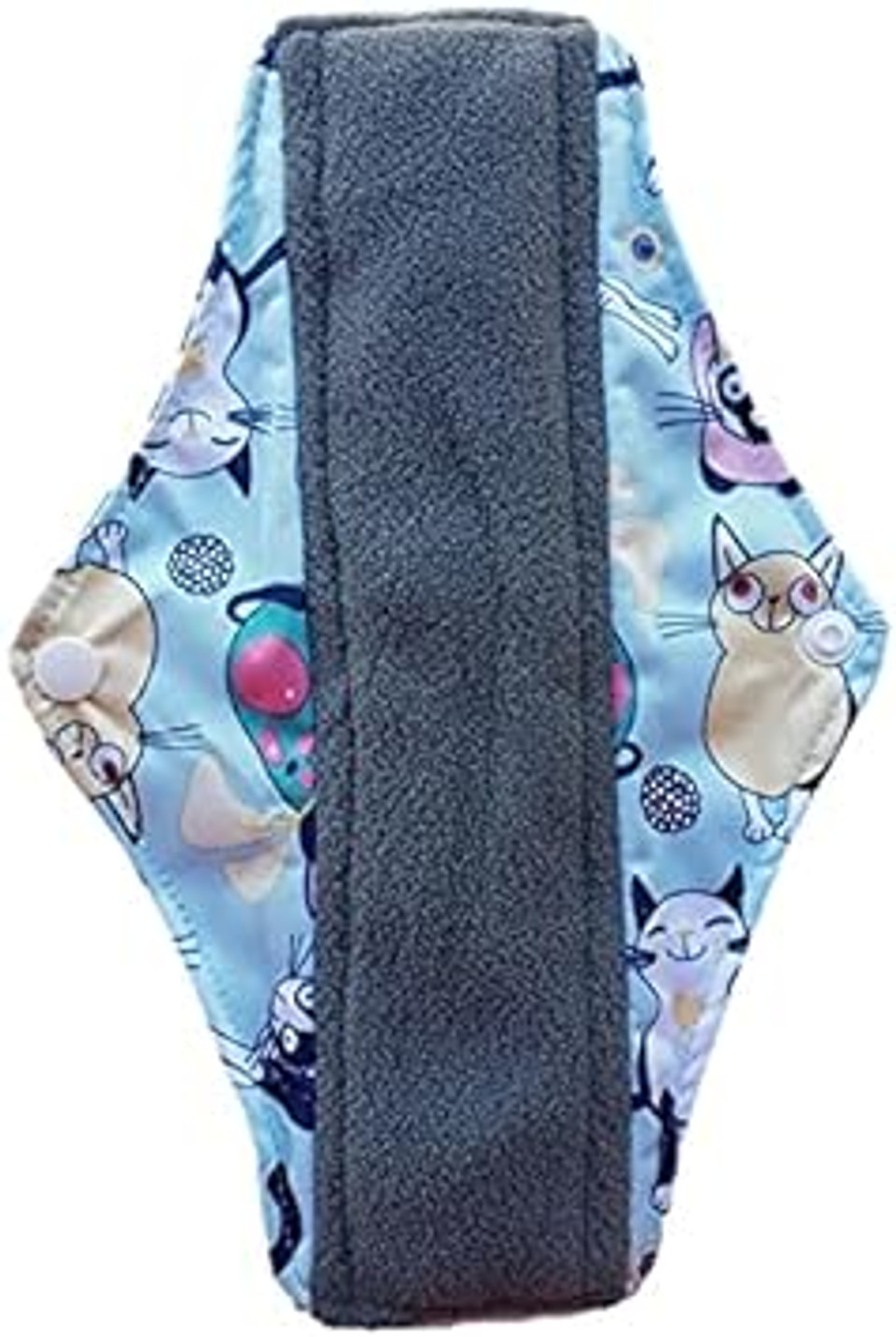 Aslana 6-Pack Reusable Cloth Menstrual Pads Sanitary Napkins Pantiliners For Light, Medium And Heavy Flow (M, Cat Light Green)