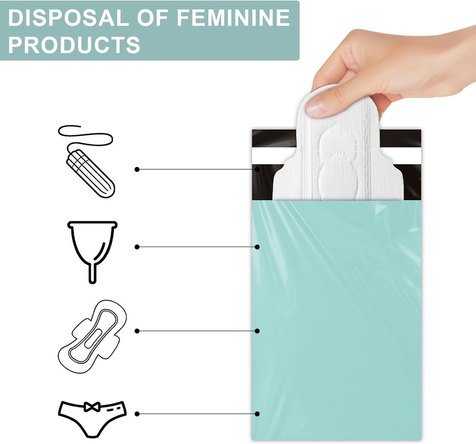 100Pcs Sanitary Napkin Disposal Bags, Green Tampon Disposal Bags Great Self-Sealing Feminine Hygiene Disposal Bags Perfect Size Opaque Period Disposal Bags For Tampons Pads Privacy Protection
