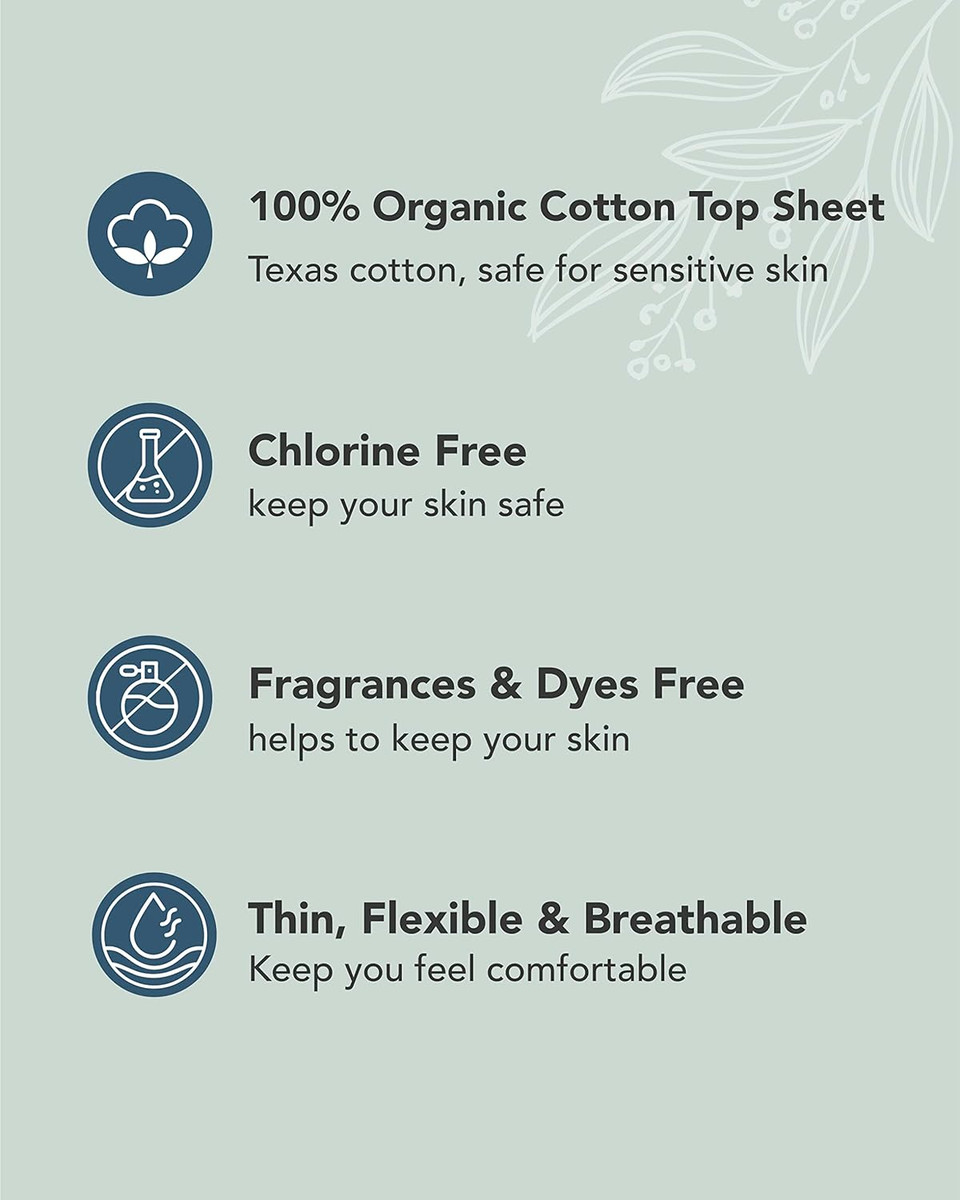 Ultra Thin Sanitary Pads (Large, 28 Count) - 100% Organic Cotton Cover With Wings For Women. Unscented, Leak-Free. Maxi Size For Ultra Absorption, Heavy Flow