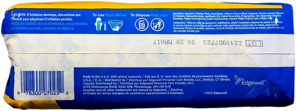 Stayfree Reg Maxi Pad 24C Size 24Ct Stayfree Regular Maxi Pad 24Ct