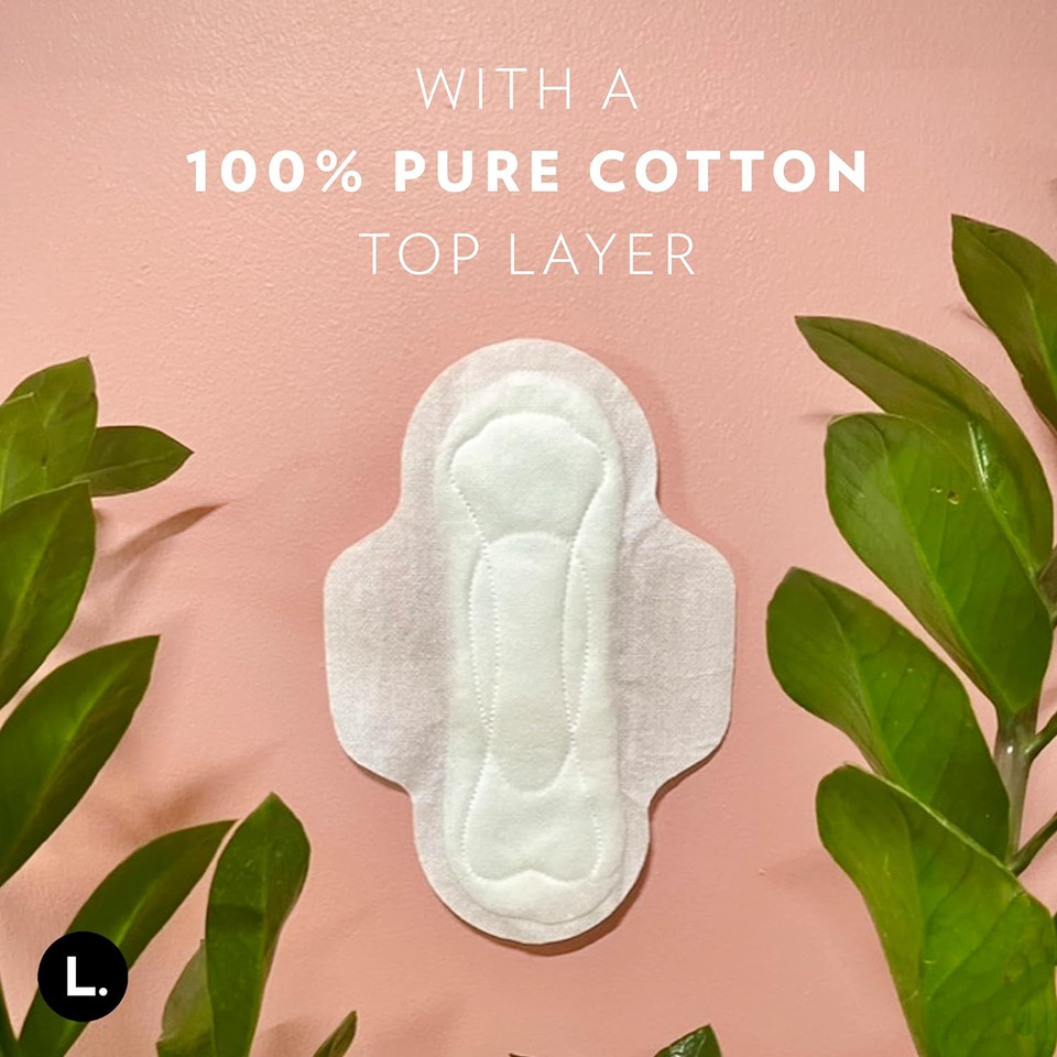 L. Ultra Thin Unscented Pads With Wings, Regular Absorbency, 42 Ct, 100% Pure Cotton Chlorine Free Top Layer