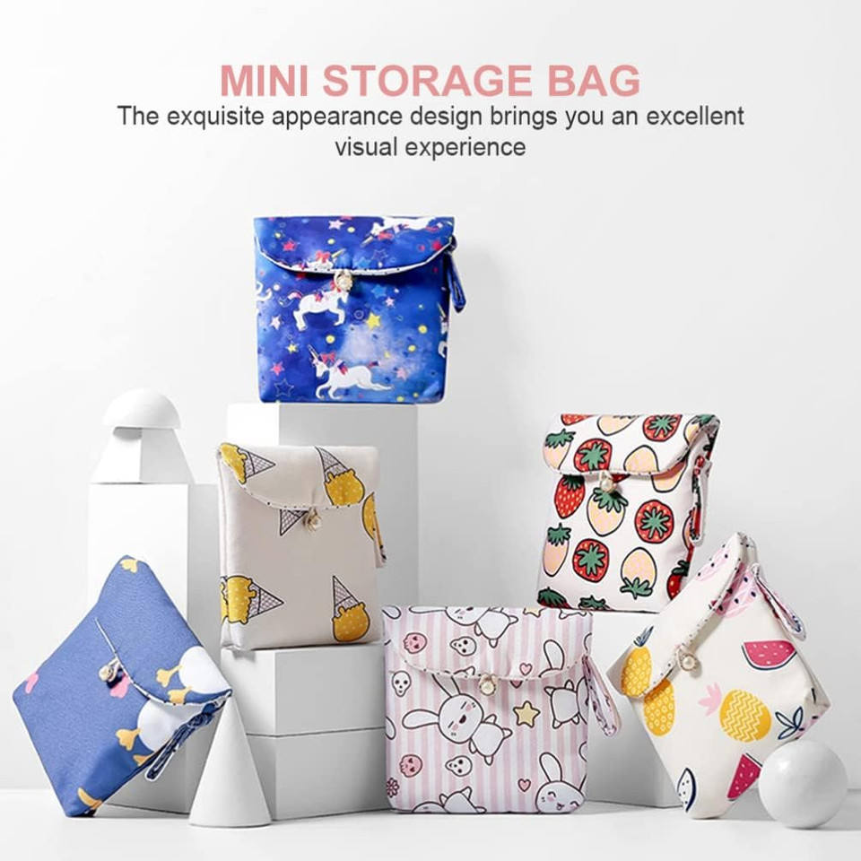 Multitool Wallet Period Bag Linen Coin Purse: 4Pcs Napkin Storage Bags Tampon Pouches Portable Pad Holders For Teen Girls Women Ladies Headphone Accessories