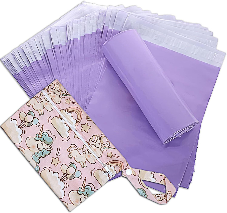 Sanitary Napkin Disposal Bags Self-Sealing 100Pcs Feminine Hygiene Disposal Trash Bags, Women Personal Privacy Protection For Sanitary Pads/Tampons/Diapers (Purple With Bag, 100Pcs, 9.8 * 5.8In)