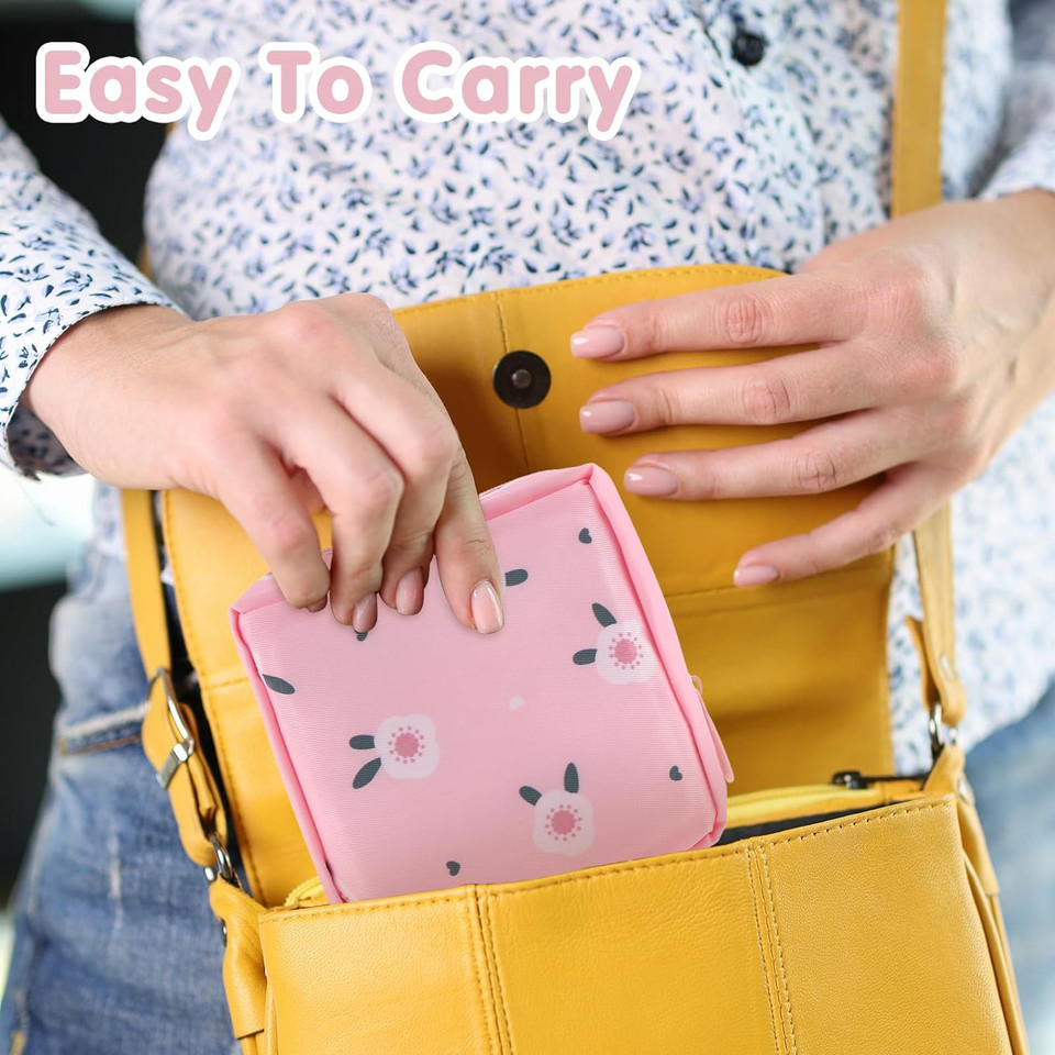 Sanitary Napkin Storage Bag, 2Pcs Portable Zipper Menstrual Pad Bag Menstruation First Period Bag Sanitary Pad Storage Bag Tampon Holder Pad Pouch For Women Teen Girls School Supplies(B)