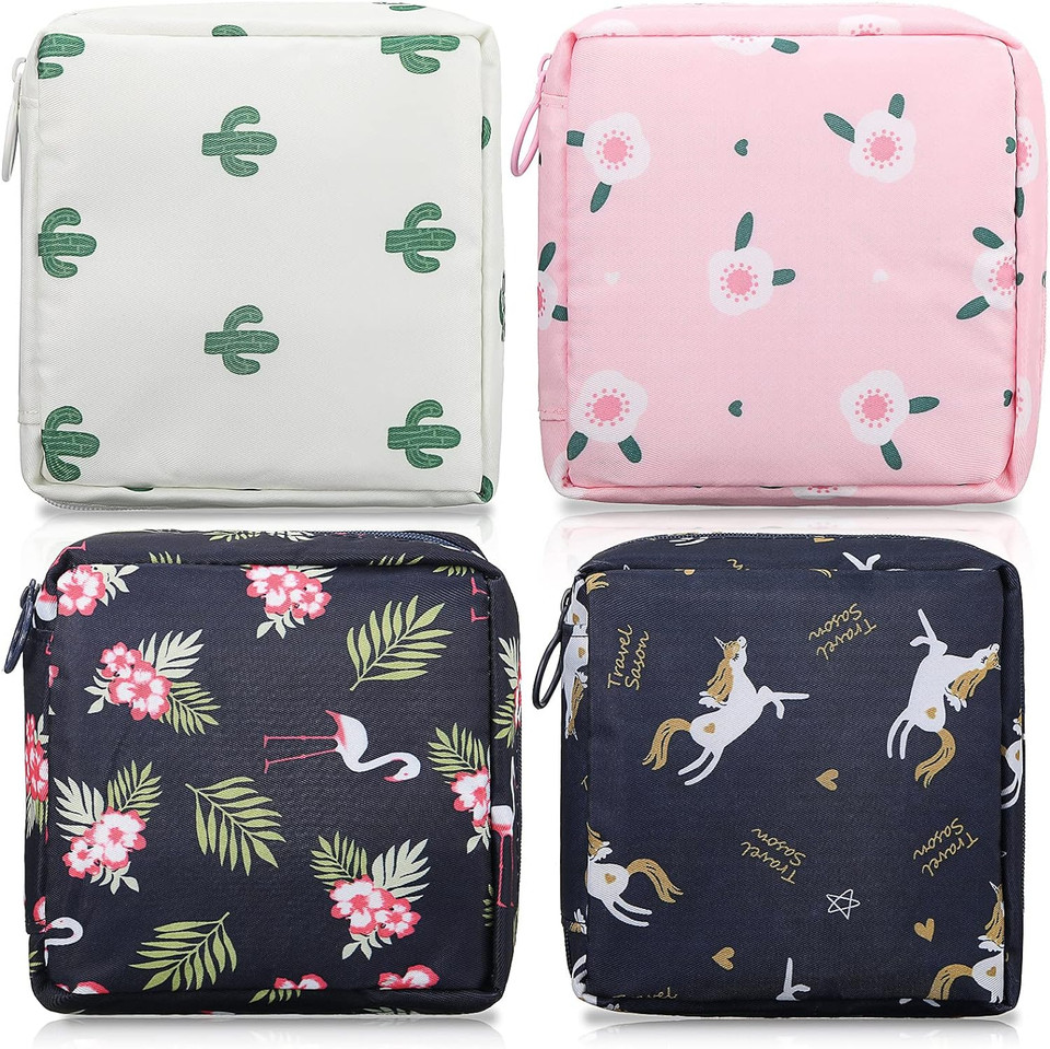 4 Pieces Sanitary Napkin Storage Bags Period Bag For Teen Girls Pad Bags For Period For School Sanitary Pouch For Feminine Products Sanitary Pad Storage Bag With Zipper For Teen Girls Women Ladies