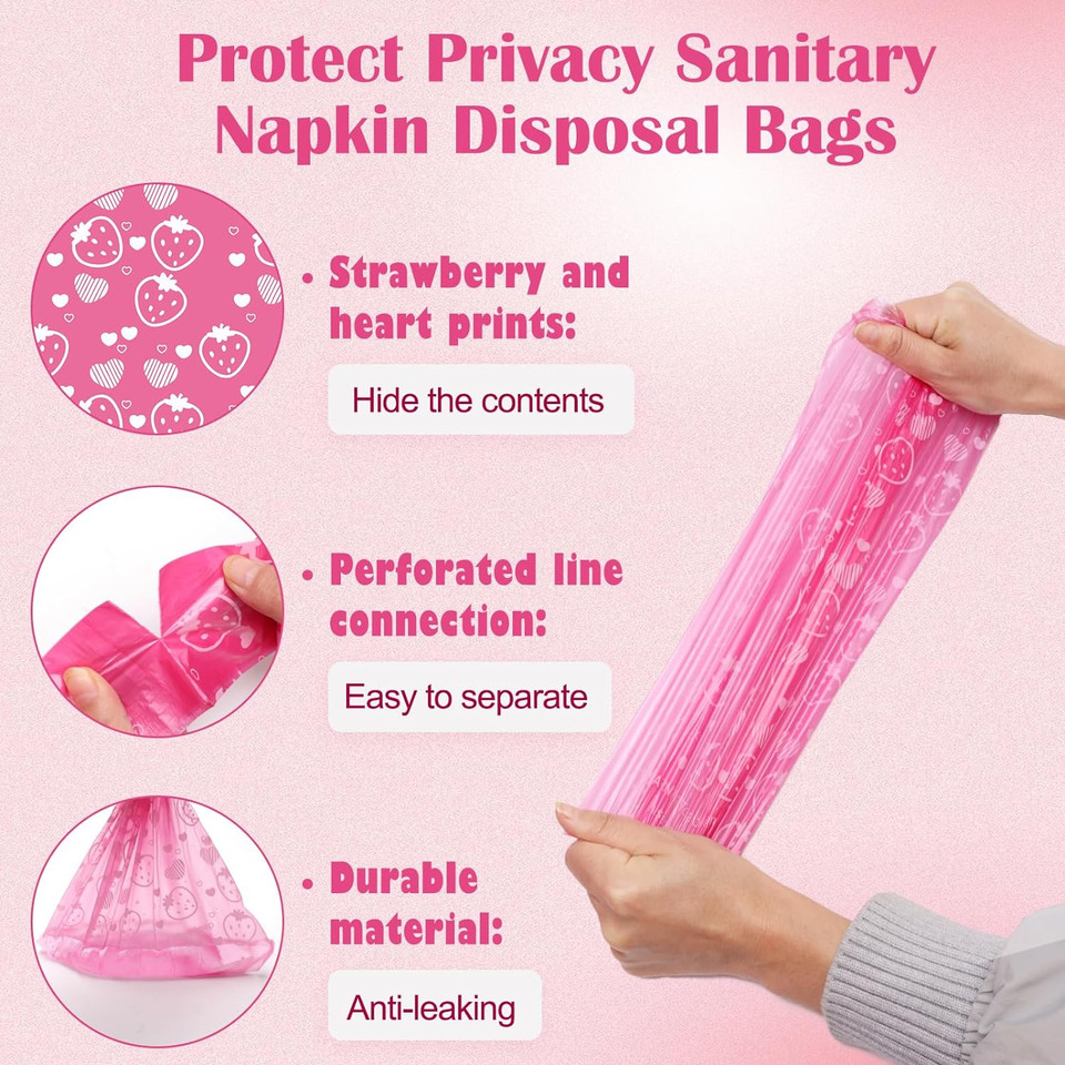 150Pcs Sanitary Napkin Disposal Bags, Luxiv Pink Disposable Sanitary Bag Personal Care Disposal Bags For Tampons Trash Bag, Disposable Mini Bag For Women Privacy Handling Bag Diaper Sack (Pink)