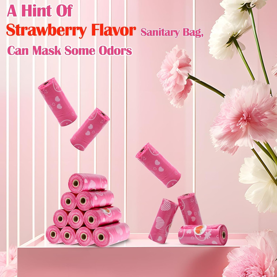 150Pcs Sanitary Napkin Disposal Bags, Luxiv Pink Disposable Sanitary Bag Personal Care Disposal Bags For Tampons Trash Bag, Disposable Mini Bag For Women Privacy Handling Bag Diaper Sack (Pink)