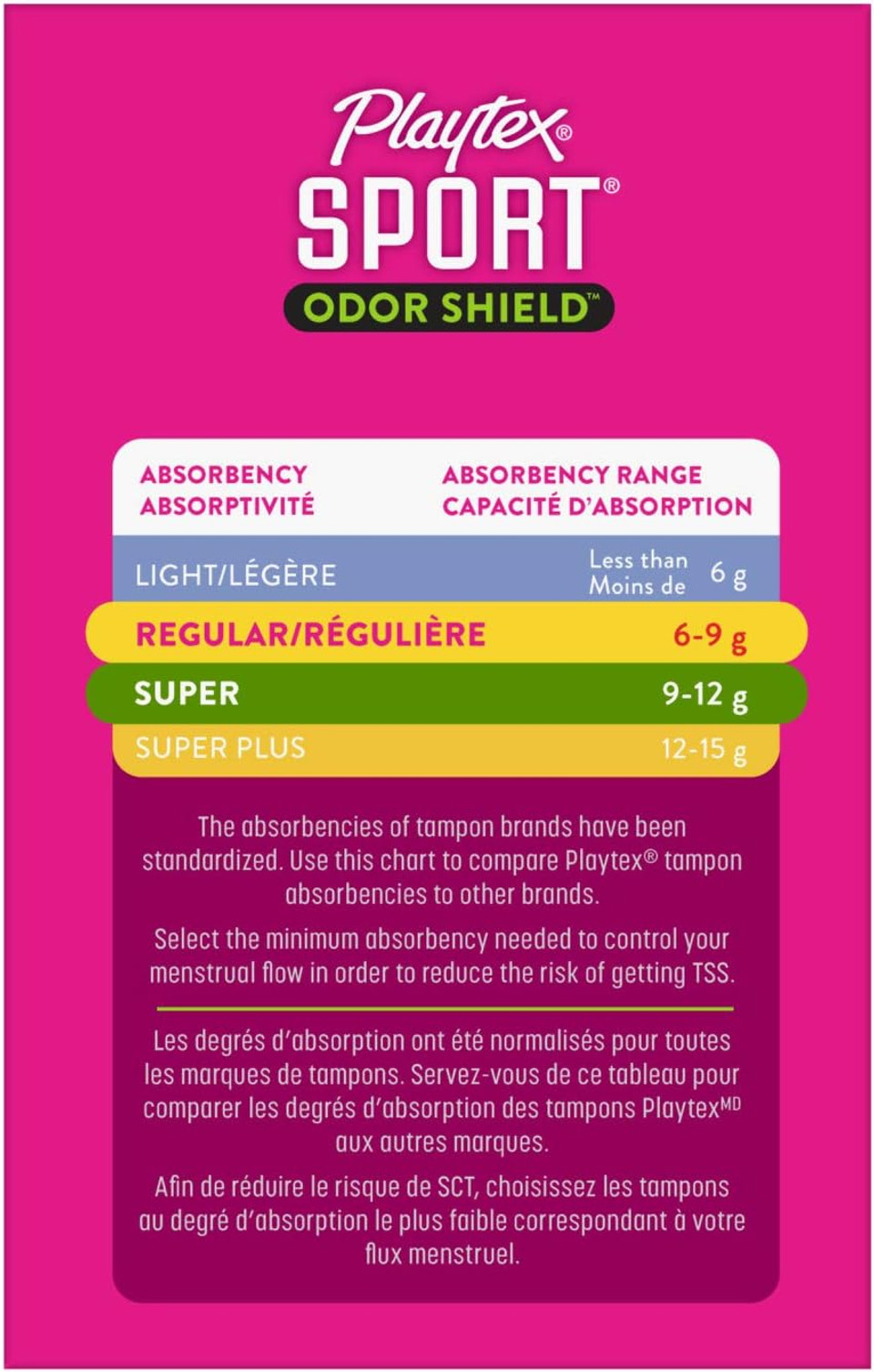 Playtex Sport Odor Shield Tampons, Multipack (16Ct Regular/16Ct Super Absorbency), Unscented - 32Ct (Pack Of 2)