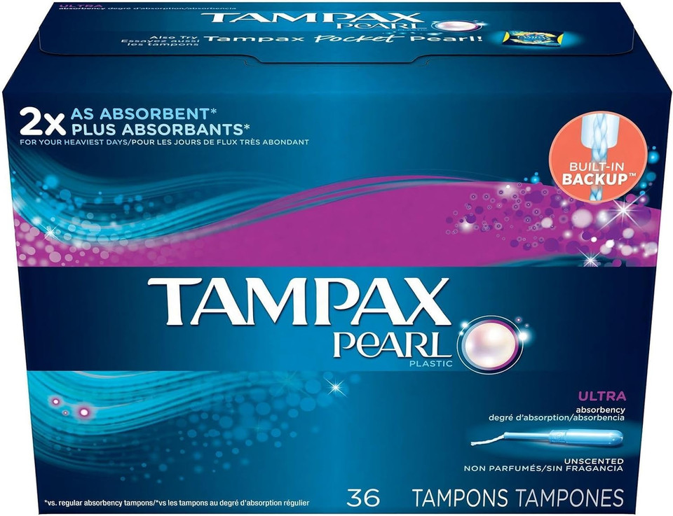 Tampax Pearl Ultra Plastic Applicator Tampons, Unscented - 36 Ct