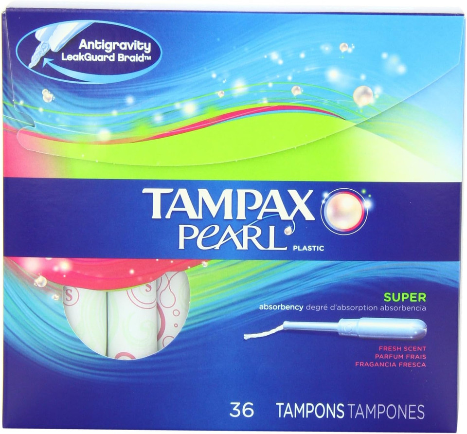 Tampax Pearl Plastic Fresh Scent Tampons, Super Absorbency, 36 Count (Pack Of 2)