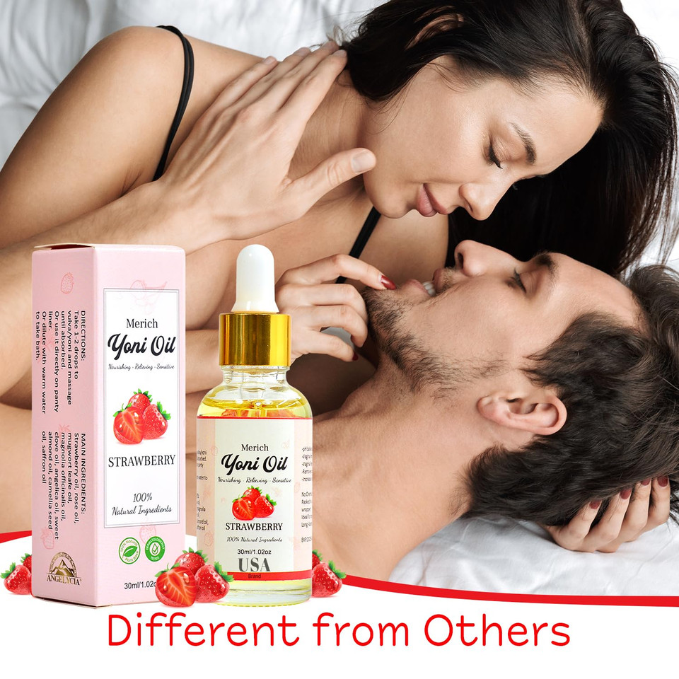 Merich Natural Yoni Oil | Feminine Yoni Detox Oil | Naturally Scented Vaginal Oil | Restores Ph Balance For Women | Eliminates Odor | Natural Vaginal Tightening And Gentle Cleansing (Strawberry)