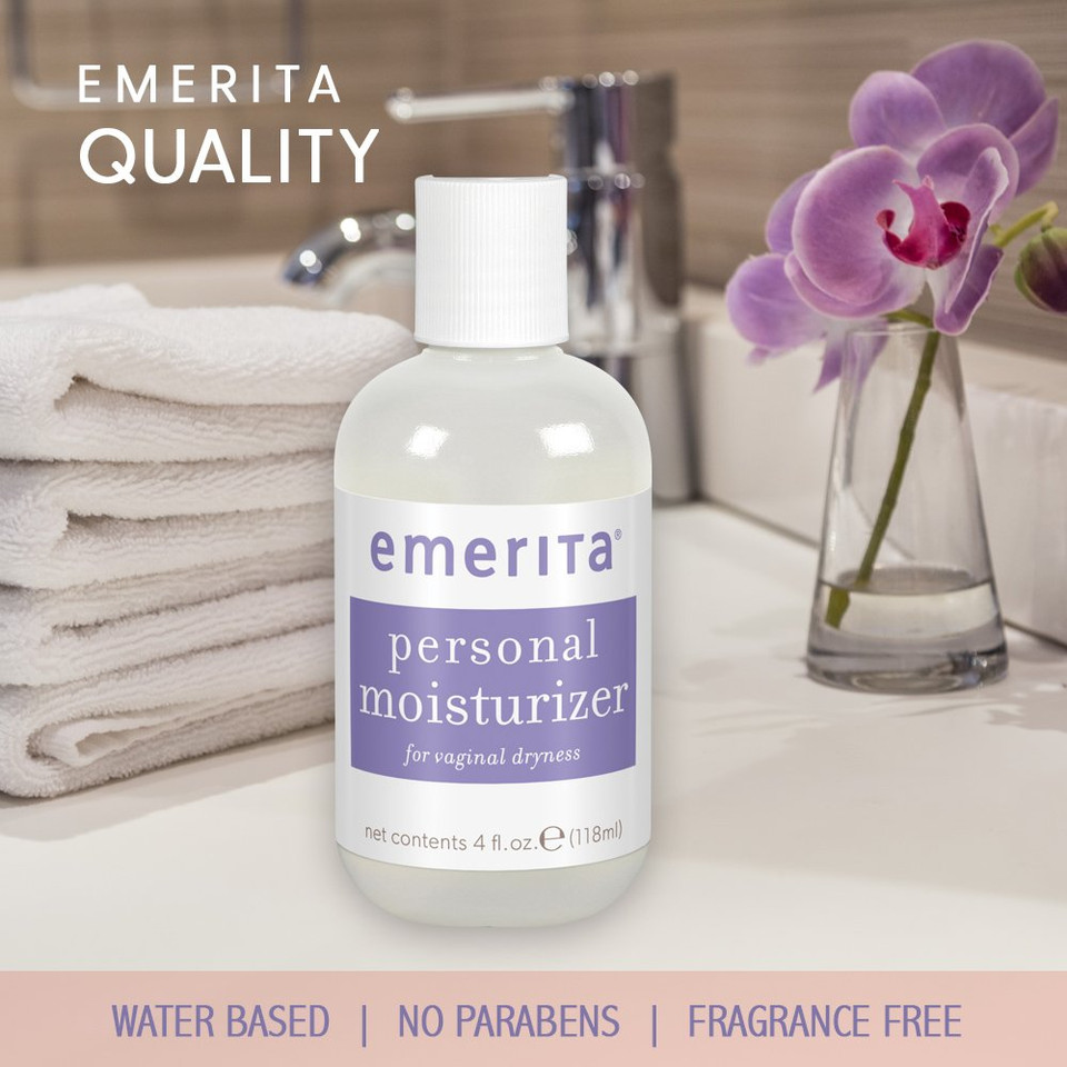 Emerita Personal Moisturizer | Intimate Skin Care For Vaginal Dryness | Water Based With Calendula & Vitamin E | Estrogen & Paraben Free | 4 Fl Oz