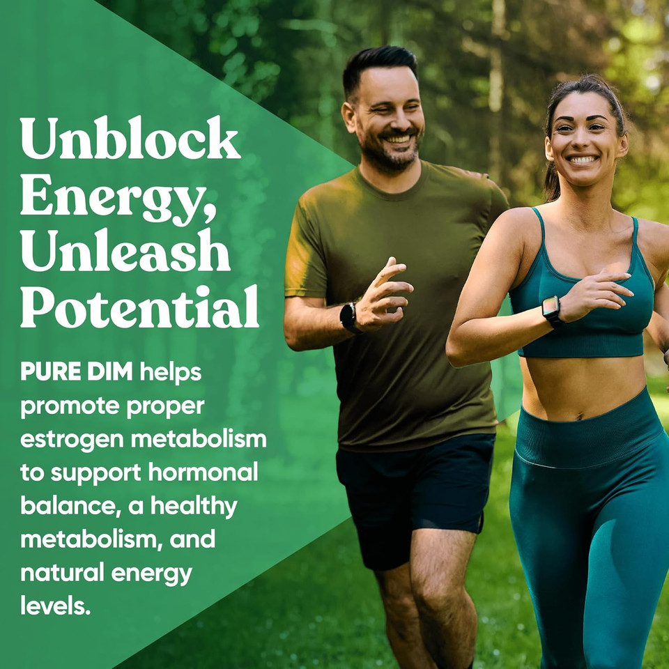 Dim Supplement Pure 200 Mg For Women Or Men  Estrogen Hormone Balance Supplement For Energy, Fatigue, Stress, Menopause, Hot Flashes  Enhanced Bioavailability Bioperine  60 Vegan Soft Capsules