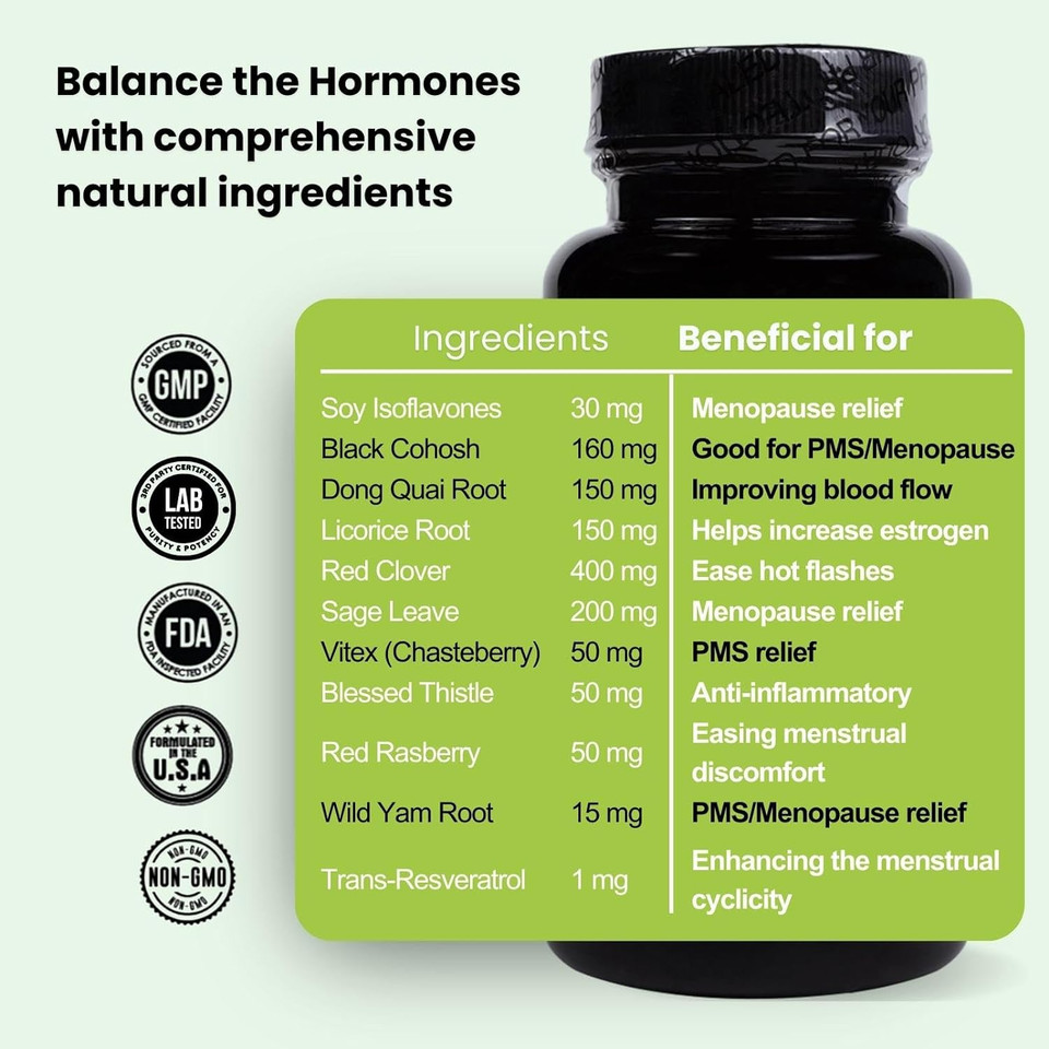 Plant-Based Hormone Balance For Women - Menopause & Pms Support - With Black Cohosh, Vitex Berry & Dong Quai - 30 Serves Plant-Based Hormone Balance For Women - Menopause & Pms Support - With Black Cohosh, Vitex Berry & Dong Quai - 30 Serves