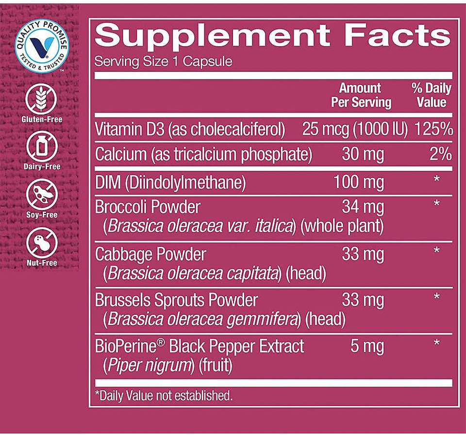 The Vitamin Shoppe Dim 100Mg With Bioperine Black Pepper Extract, Supports Estrogen Metabolism For Women'S Health (120 Capsules)