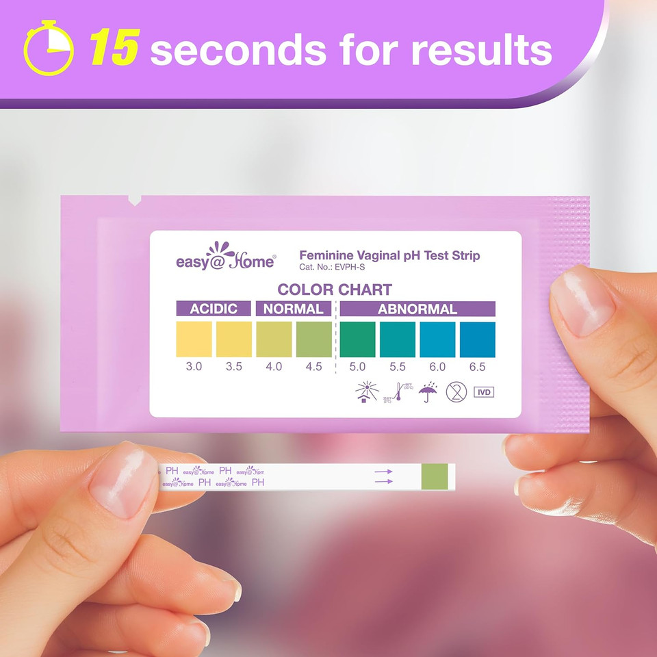 Easy@Home Vaginal pH Test -30 Strips | BV Test Kit at Home for Women | Yeast Infection Test + pH Balance for Women