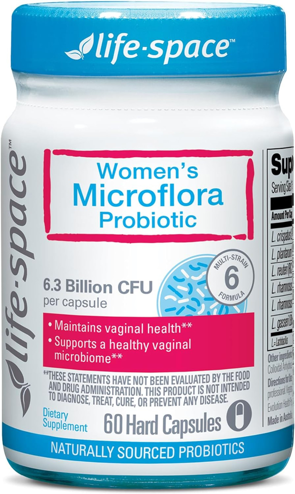 Life-Space Probiotic for Women, Support Healthy Vaginal Microflora & Comfort, BV & VVC Infection Treatment, Urinary Tract Health, Lactobacillus rhamnosus, 6.3 Billion CFU, Multi Strain - 60 Capsules