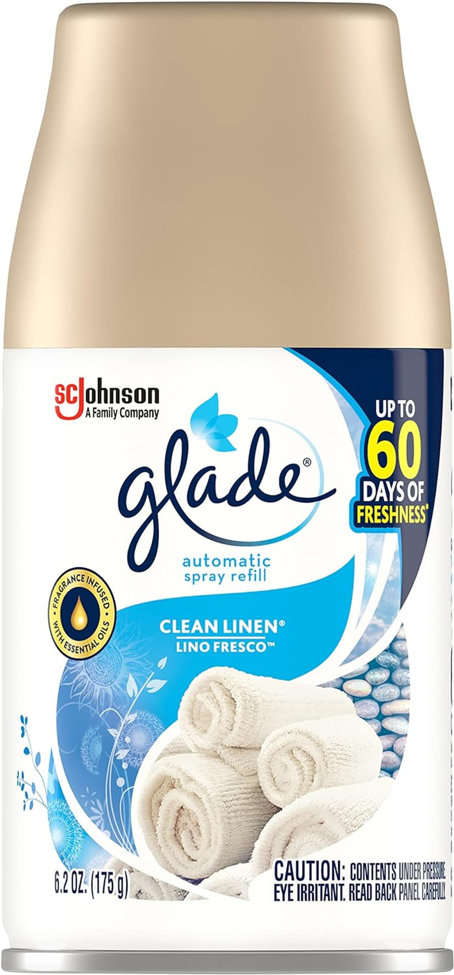 5 Glade Automatic Spray Air Freshener Refill, Clean Linen, 6.2 Ounce (Pack Of 5)