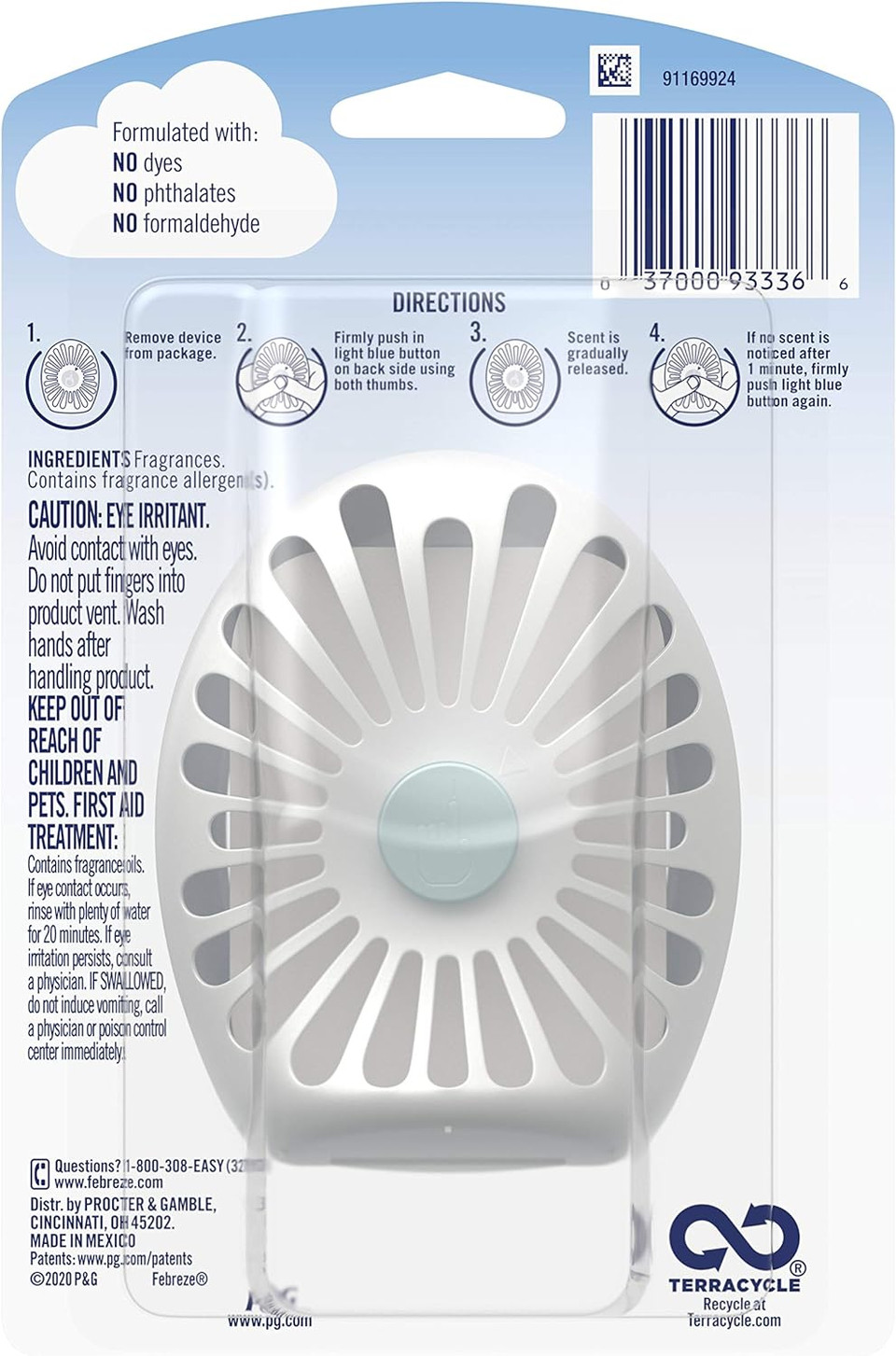 Febreze Small Spaces Air Freshener, Odor Eliminator, Linen & Sky (Pack Of 6)