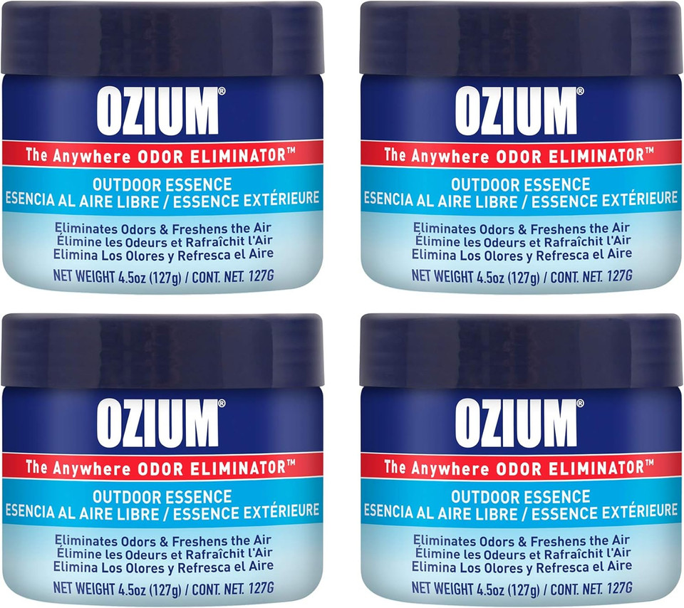 Ozium 4.5 Oz. 4 Pack Odor Eliminating Gel For Homes, Cars, Offices And More, Outdoor Essence, 4 Pack